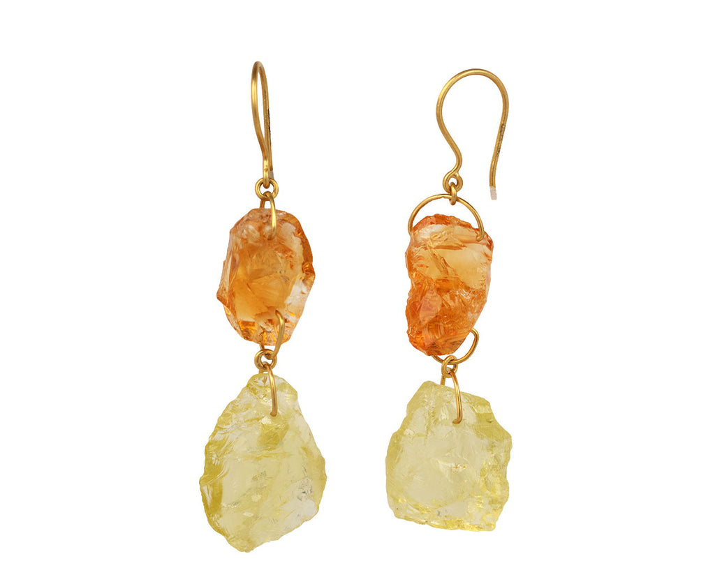 Citrine and Lemon Quartz Metamorphic Double Drop Earrings