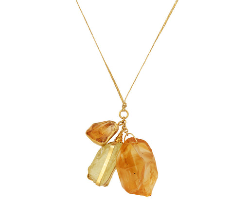 Citrine and Lemon Quartz Metamorphic Cluster Pendant Necklace
