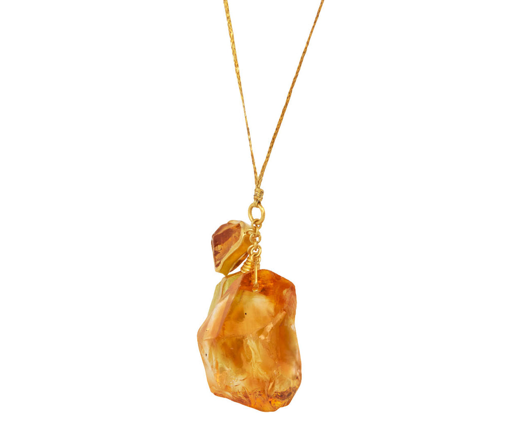Citrine and Lemon Quartz Metamorphic Cluster Pendant Necklace