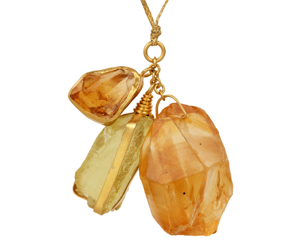 Citrine and Lemon Quartz Metamorphic Cluster Pendant Necklace