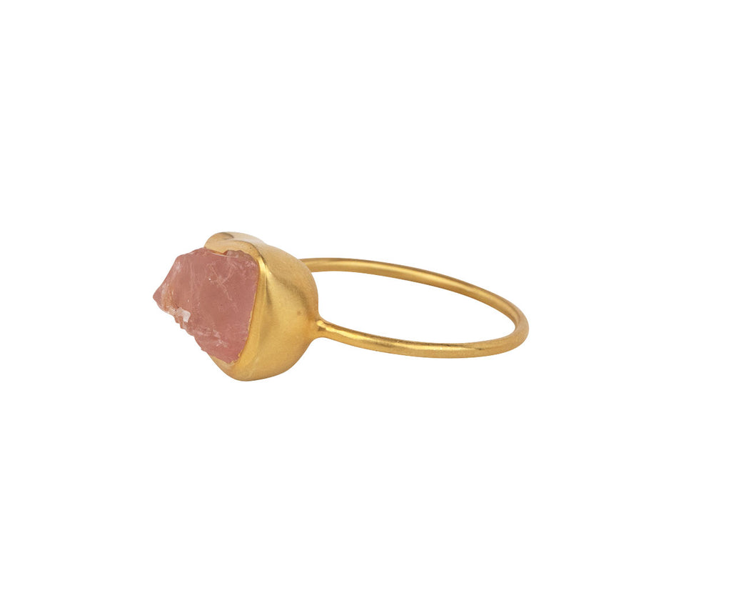 Uncut Rose Quartz Metamorphic Cup Ring