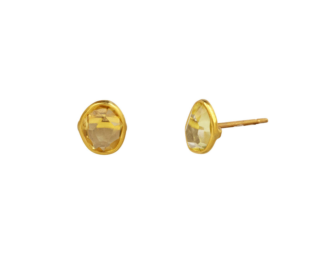 Pippa Small A New Day Classic Lemon Quartz Stud Earrings Side View