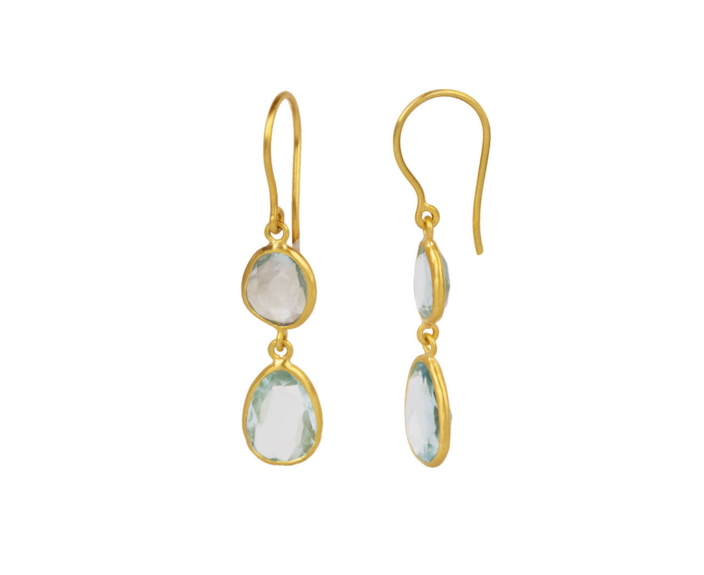 Pippa Small Aquamarine Double Drop Earrings Side