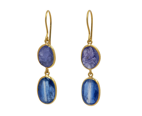 Eye of the Peacock Kyanite and Tanzanite Earrings