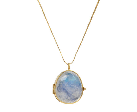 Labradorite and Rainbow Moonstone Locket Necklace