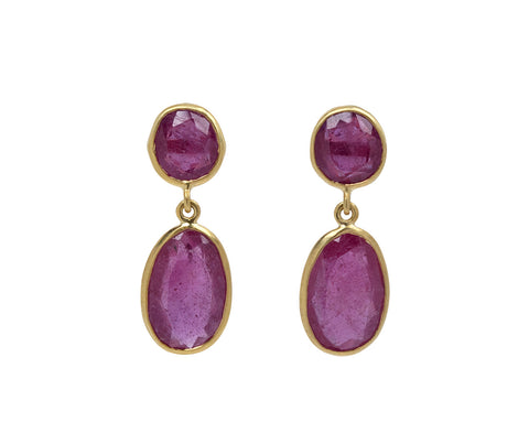 Garden of Eden Ruby Double Drop Earrings