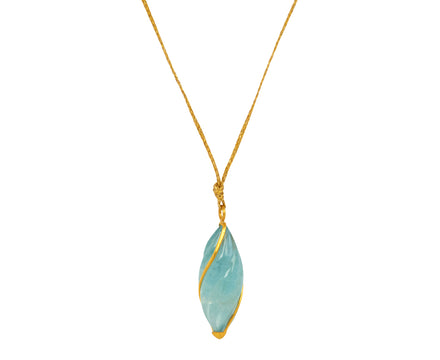 Large Aquamarine Twist Ribbon Set Pendant Necklace