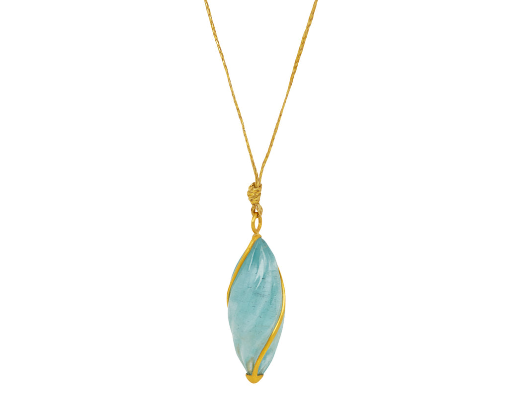 Large Aquamarine Twist Ribbon Set Pendant Necklace