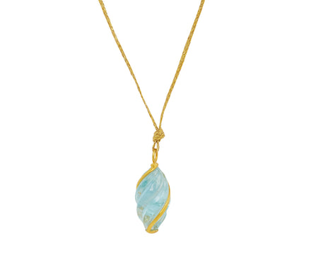 Aquamarine Twist Ribbon Set Pendant Necklace