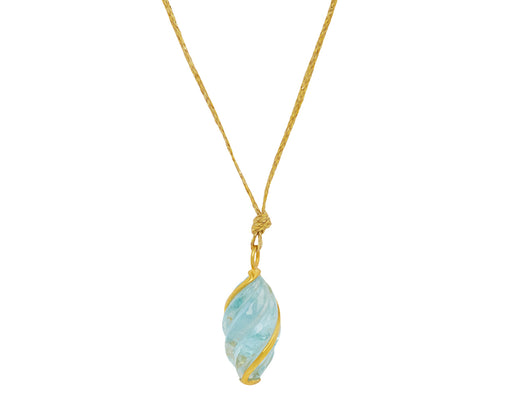Aquamarine Twist Ribbon Set Pendant Necklace