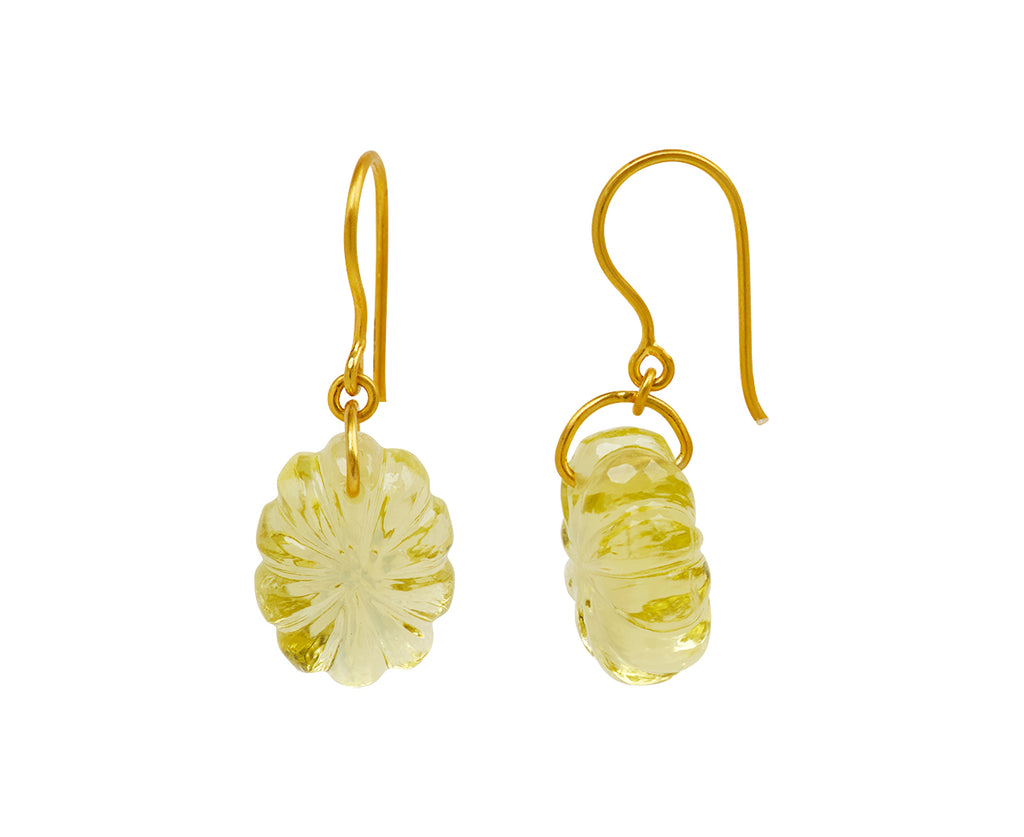 Lemon Quartz Carnival Bubble Cut Drill & Loop Drop Earrings