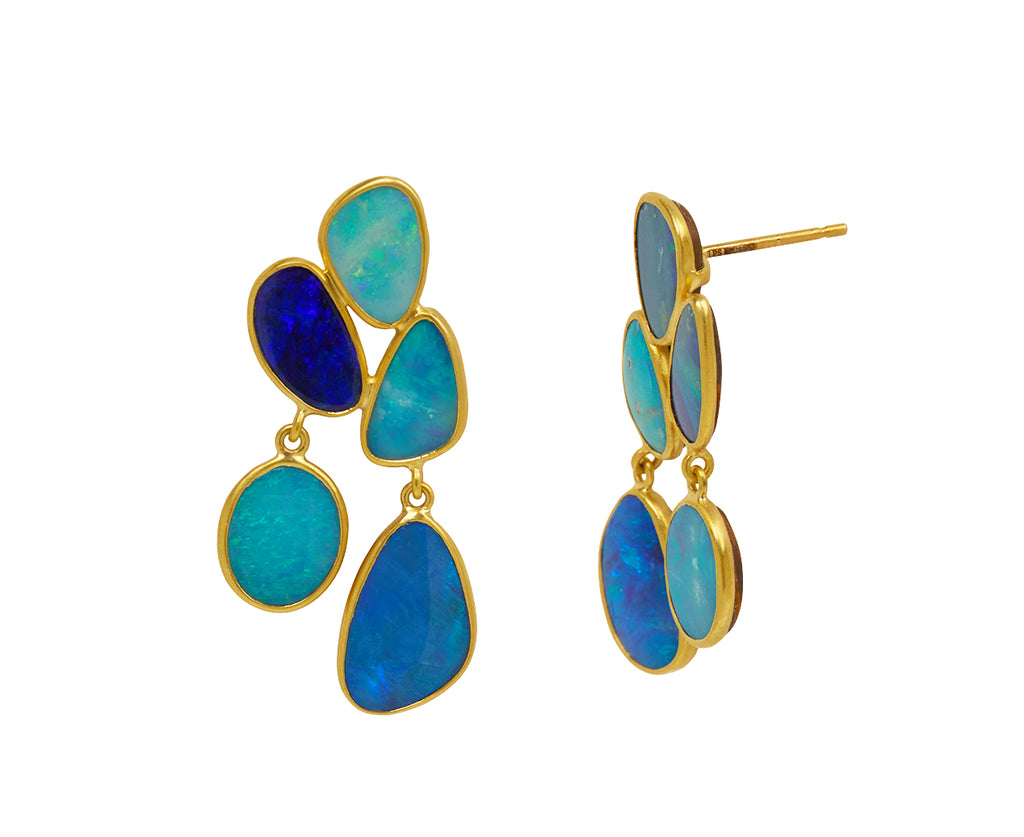 Pippa Small Alectrona Puzzle Opal Drop Stud Earrings - side