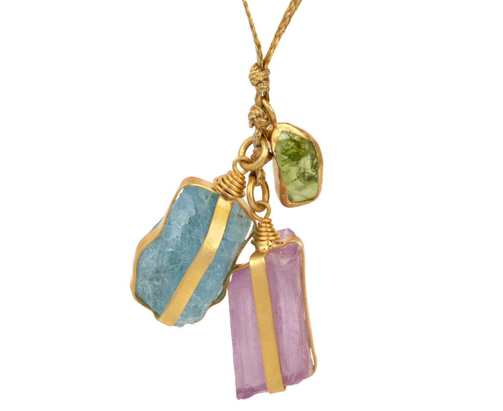 Pippa Small Aquamarine Kunzite and Peridot Metamorphic Cluster