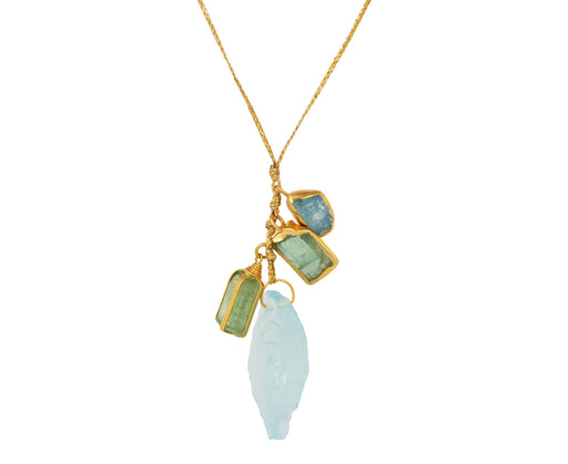 Aquamarine and Tourmaline Metamorphic Cluster Necklace