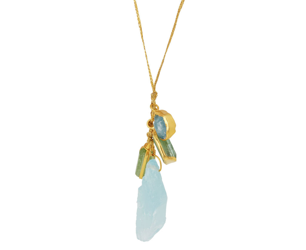 Aquamarine and Tourmaline Metamorphic Cluster Necklace