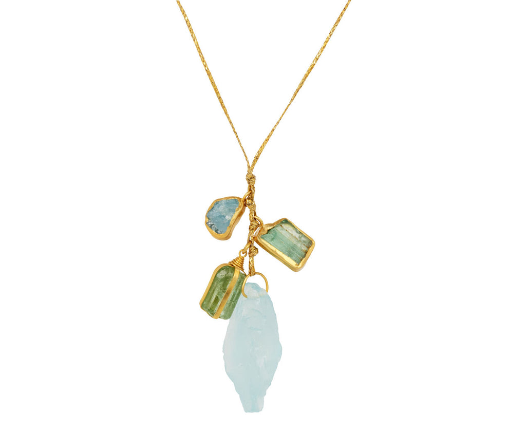 Aquamarine and Tourmaline Metamorphic Cluster Necklace