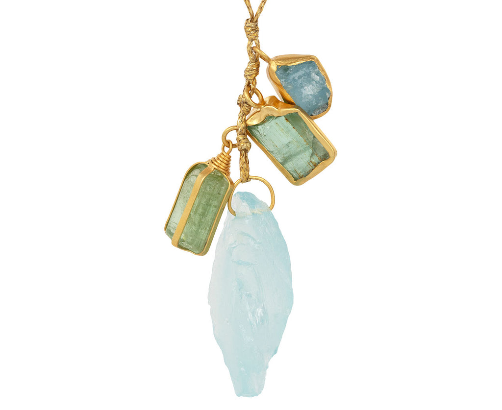 Aquamarine and Tourmaline Metamorphic Cluster Necklace