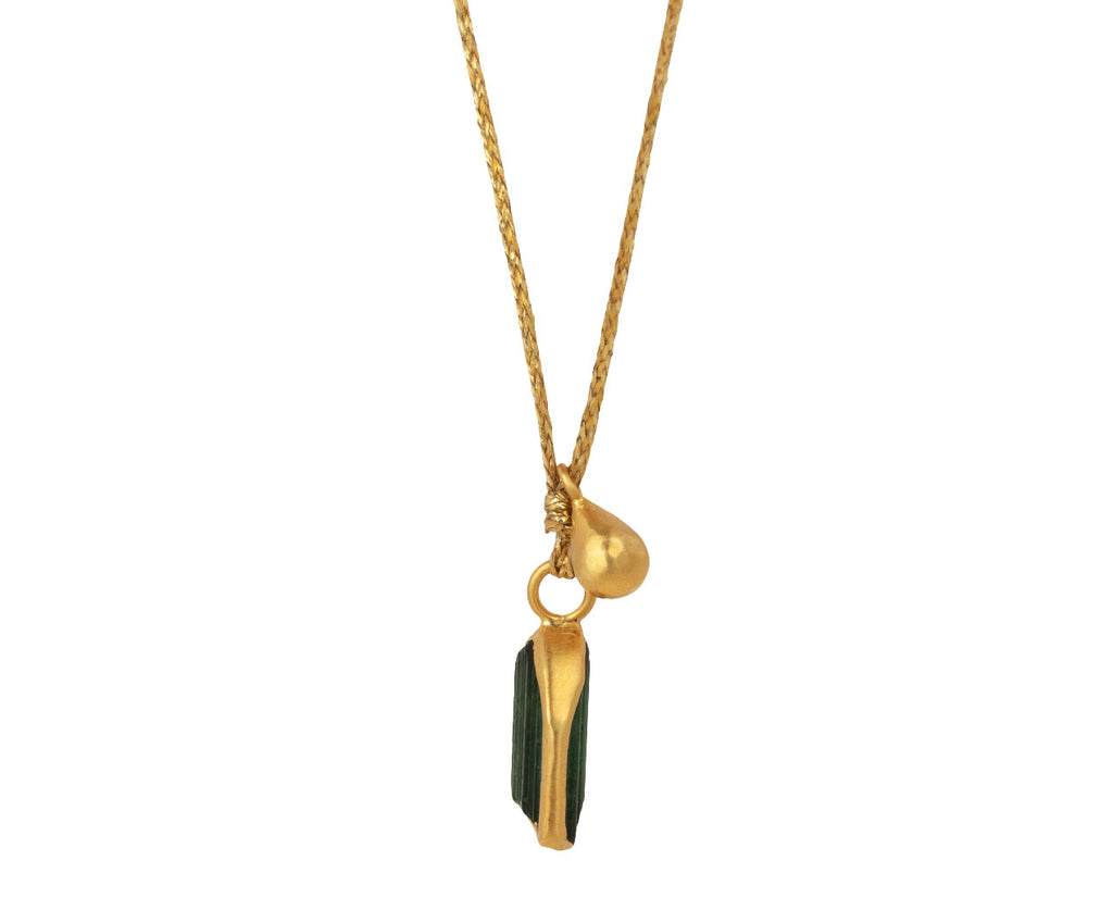 Uncut Green Tourmaline Metamorphic Amulet Necklace