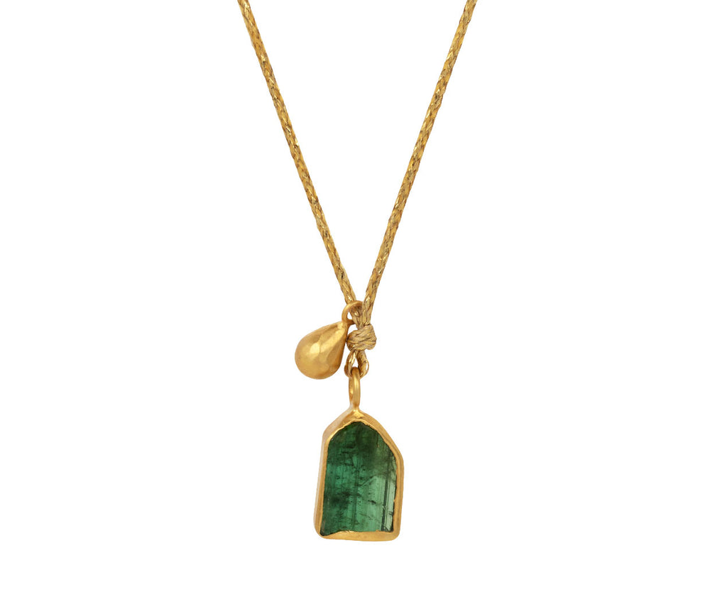 Uncut Green Tourmaline Metamorphic Amulet Necklace