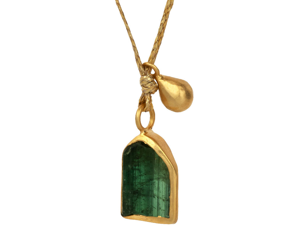 Uncut Green Tourmaline Metamorphic Amulet Necklace