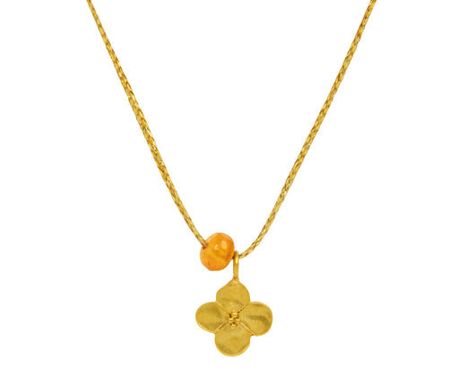 Orange Garnet Hanabi with Large Anemone Flower Necklace