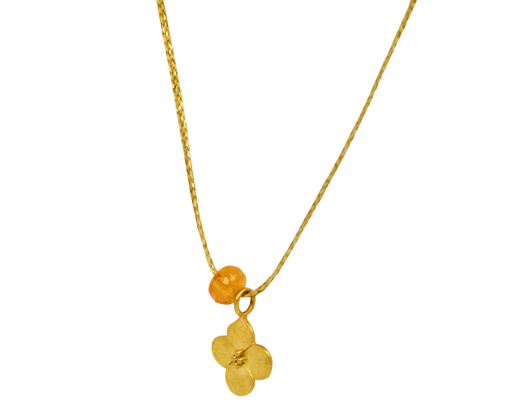 Orange Garnet Hanabi with Large Anemone Flower Necklace