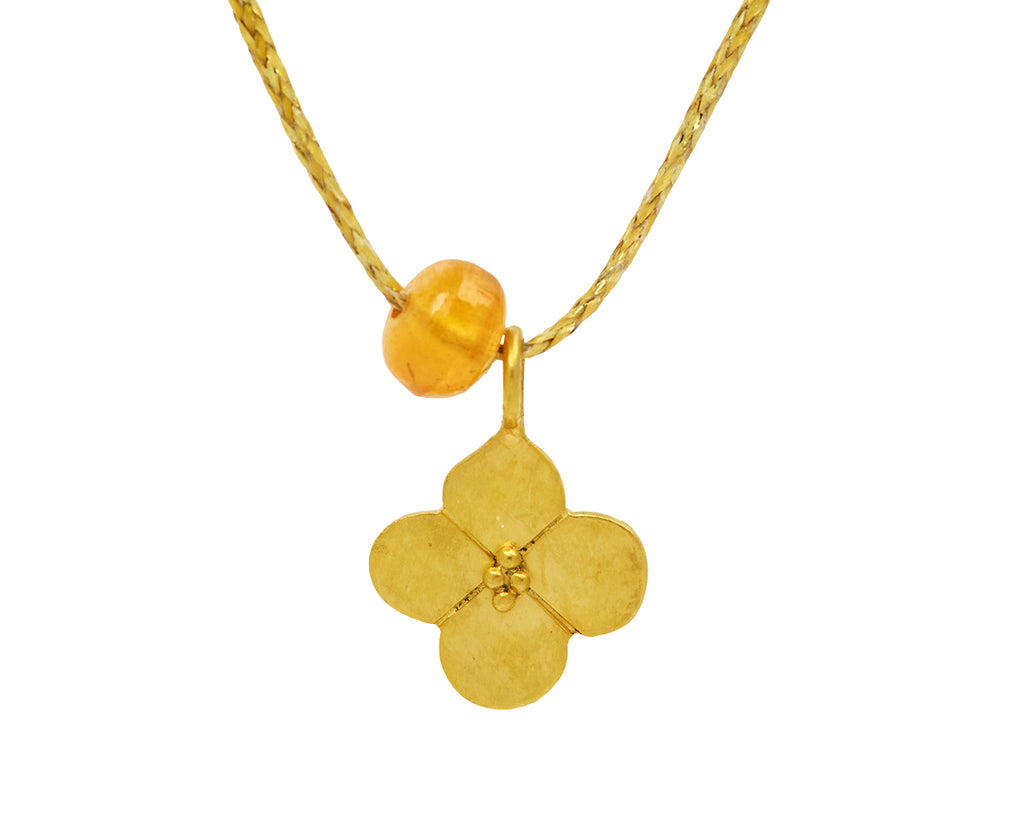 Orange Garnet Hanabi with Large Anemone Flower Necklace