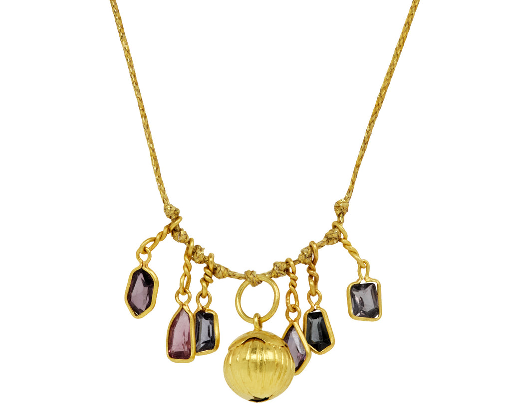 Spinel and Myanmar Single Bell Flower with Six Spinel Necklace