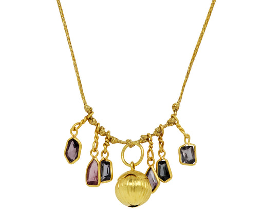 Spinel and Myanmar Single Bell Flower with Six Spinel Necklace