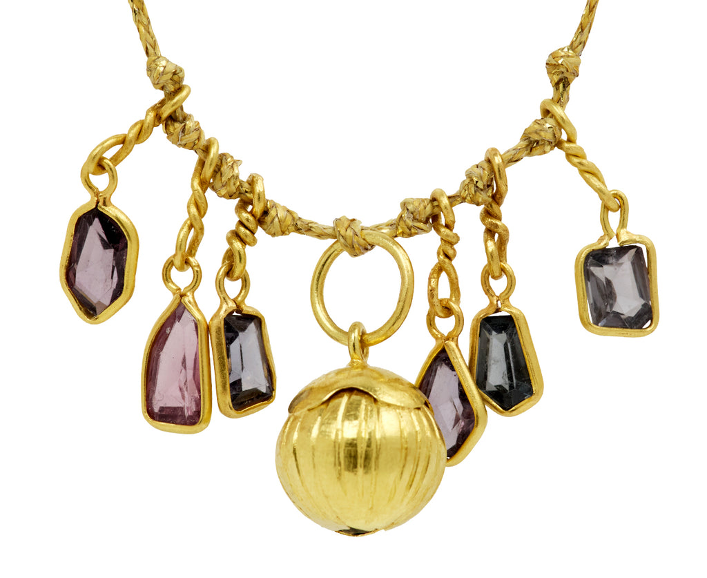 Spinel and Myanmar Single Bell Flower with Six Spinel Necklace