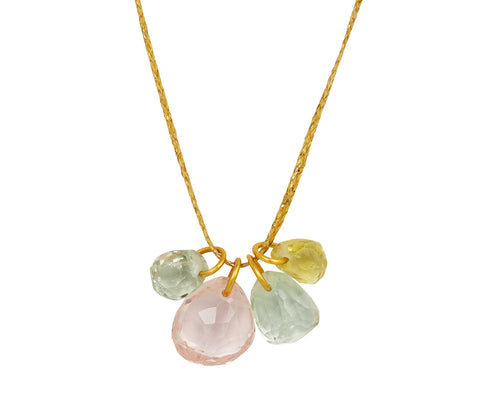 Mixed Stone Carnival Quadruple Drill & Loop Pendant Necklace