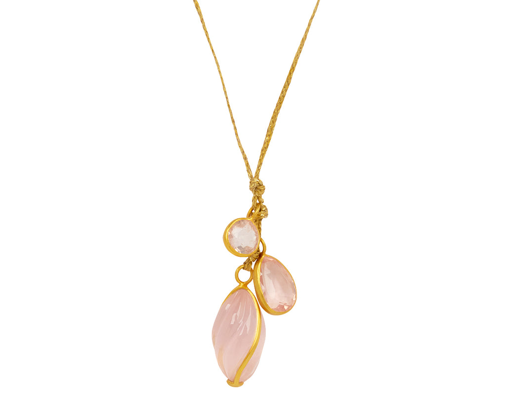 Rose Quartz Carnival Triple Colette Pendant Neckalce