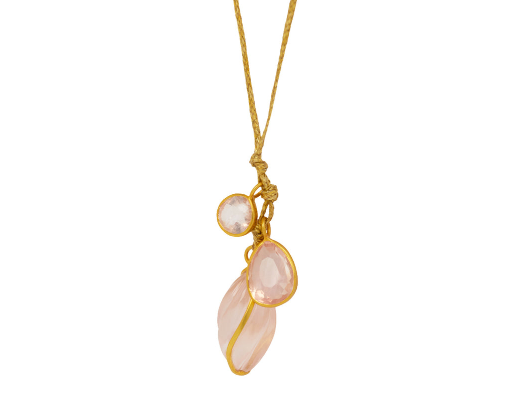 Rose Quartz Carnival Triple Colette Pendant Neckalce