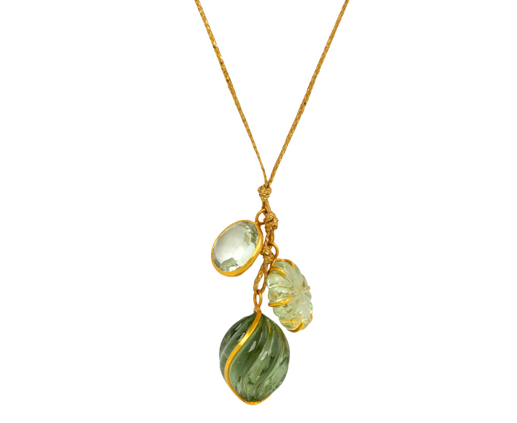 Green Amethyst Triple Colette Pendant Necklace