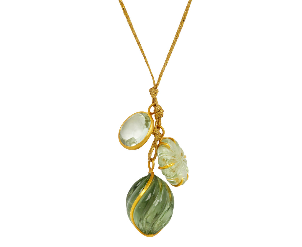 Green Amethyst Triple Colette Pendant Necklace