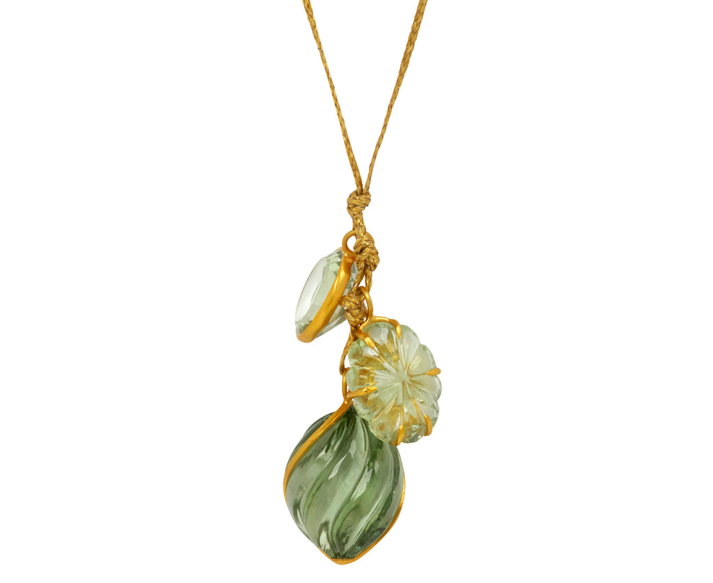 Green Amethyst Triple Colette Pendant Necklace