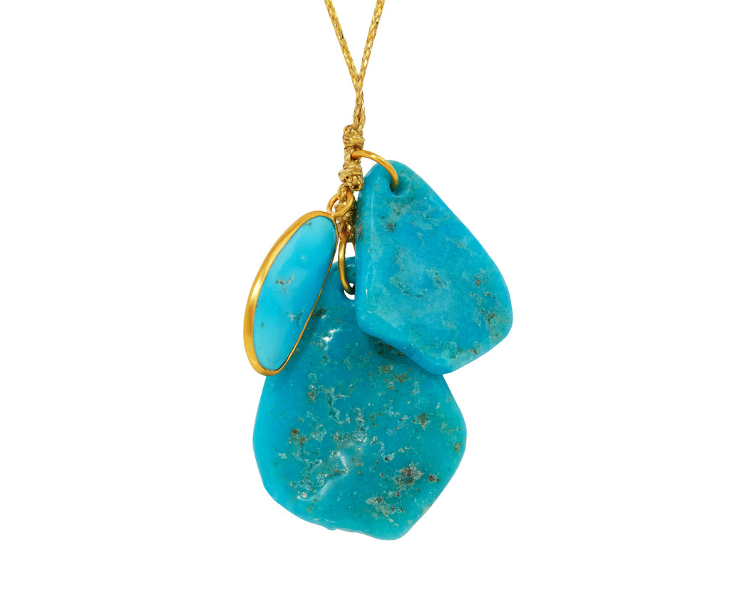 Pippa Small Hathor Triple Turquoise Colette Pendant Necklace - closeup