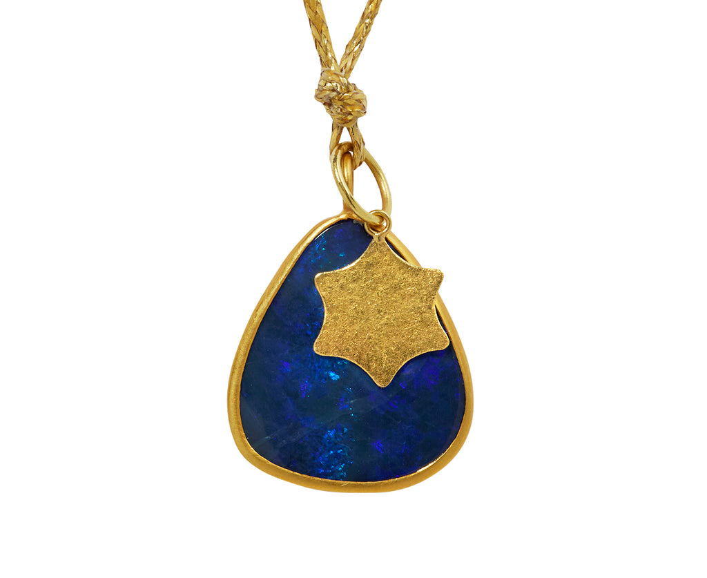 Pippa Small Alectrona Opal and Star Colette Pendant Necklace - closeup