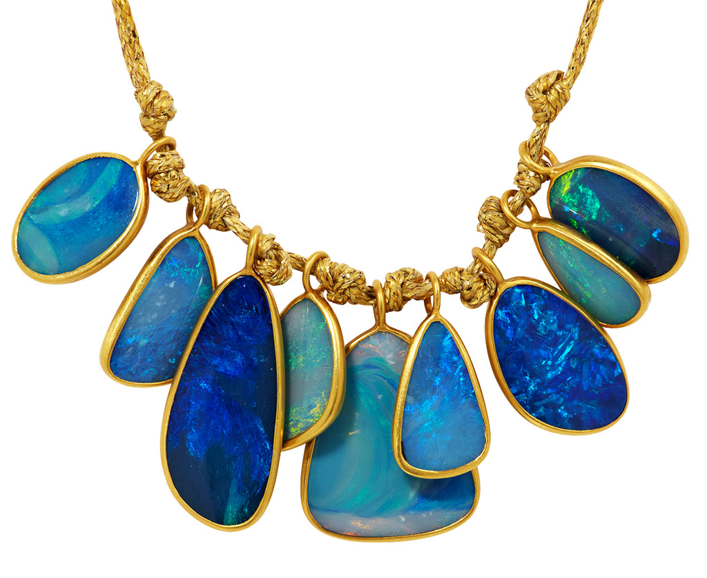 Pippa Small Alectrona Nine Opal Colette Pendant Necklace - closeup