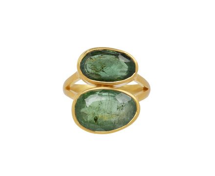 Iris Green Tourmaline Double Greek Ring