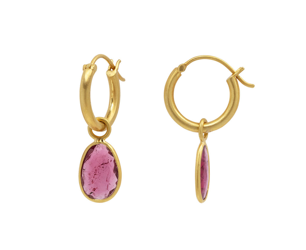 Pink Tourmaline Anemone Hoop Earrings