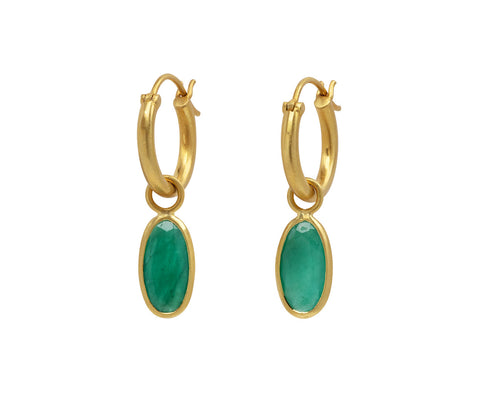 Emerald Anemone Hoop Earrings