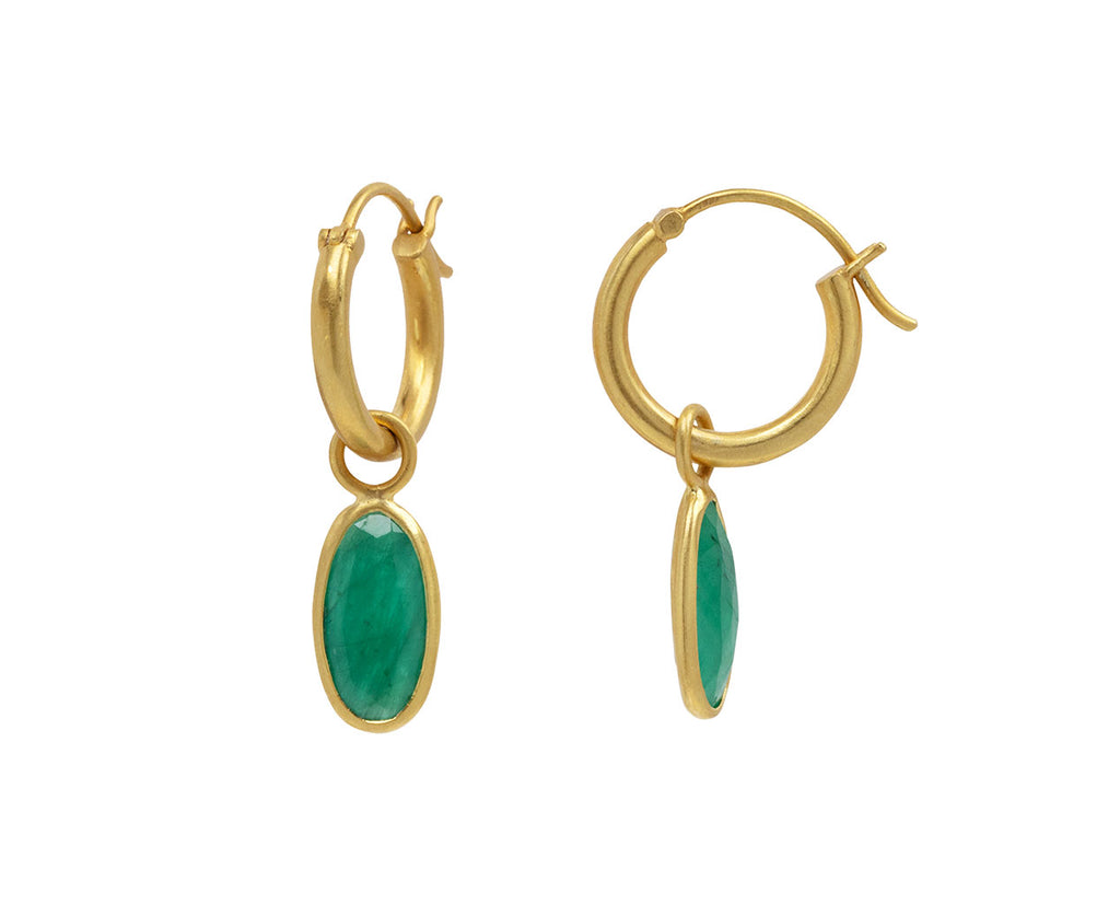 Emerald Anemone Hoop Earrings