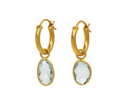 Aquamarine Anemone Hoop Earrings