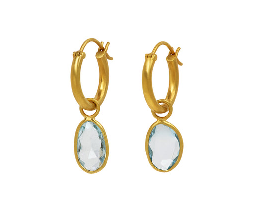 Aquamarine Anemone Hoop Earrings