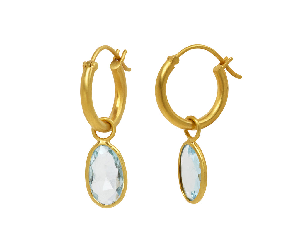 Aquamarine Anemone Hoop Earrings