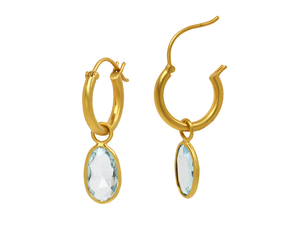 Aquamarine Anemone Hoop Earrings