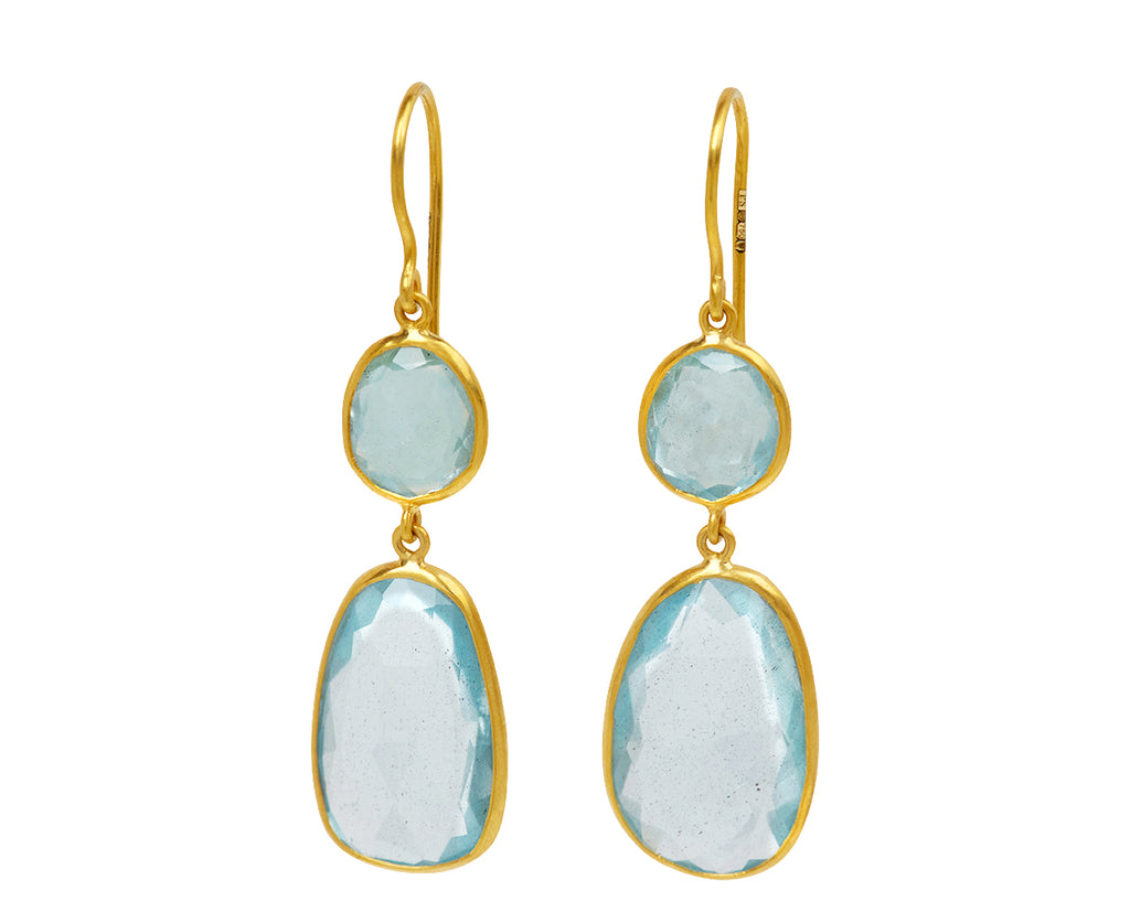 Aquamarine Cerulean Double Drop Earrings