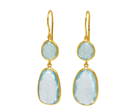 Aquamarine Cerulean Double Drop Earrings
