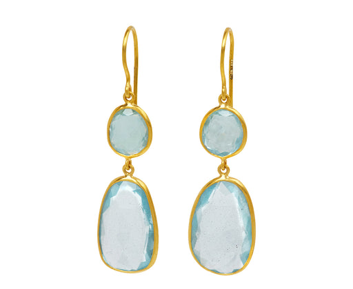 Aquamarine Cerulean Double Drop Earrings